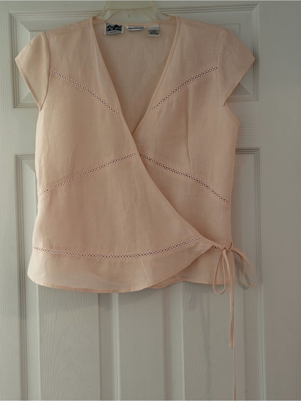 Light Peach Wrap Cap-Sleeve Top - Unbranded Linen